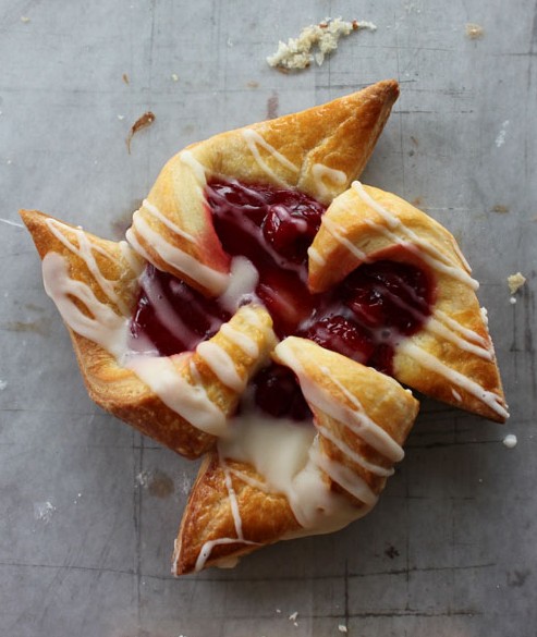 cherry pinwheel pastry - easy Danish