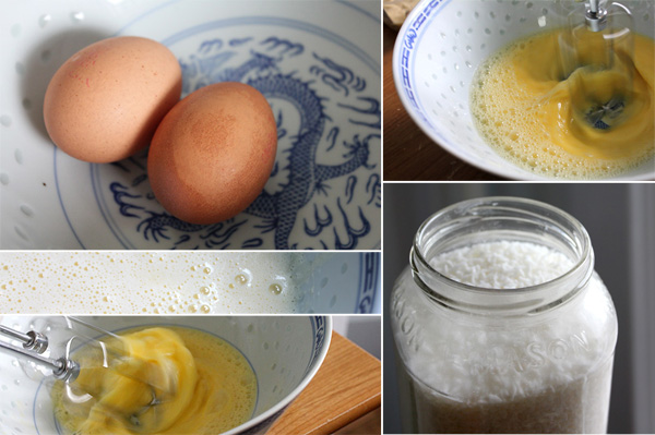 Making the coconut macaroon topping